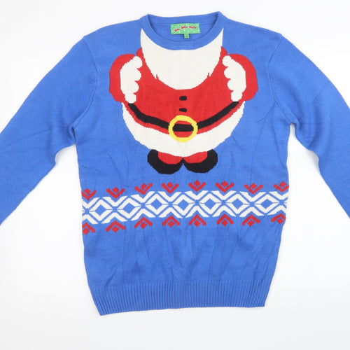 Preworn Mens Blue  Knit Pullover Sweatshirt Size M  - christmas