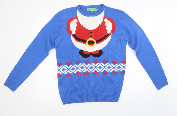 Preworn Mens Blue Knit Pullover Sweatshirt Size M - christmas