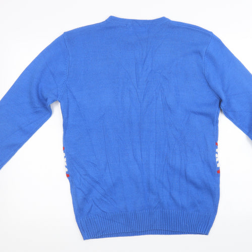Preworn Mens Blue  Knit Pullover Sweatshirt Size M  - christmas