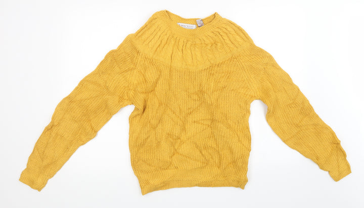 Karen Scott Womens Yellow Knit Pullover Sweatshirt Size M