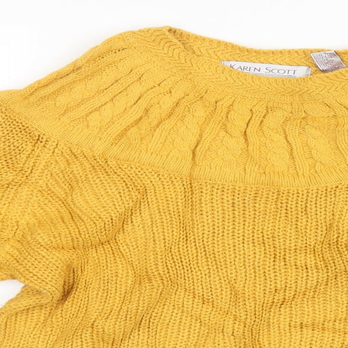 Karen Scott Womens Yellow  Knit Pullover Sweatshirt Size M