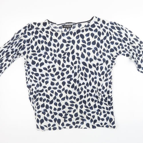 Debenhams Womens White Polka Dot Knit Pullover Sweatshirt Size 14