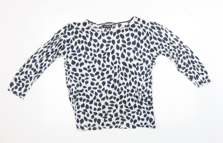 Debenhams Womens White Polka Dot Knit Pullover Sweatshirt Size 14