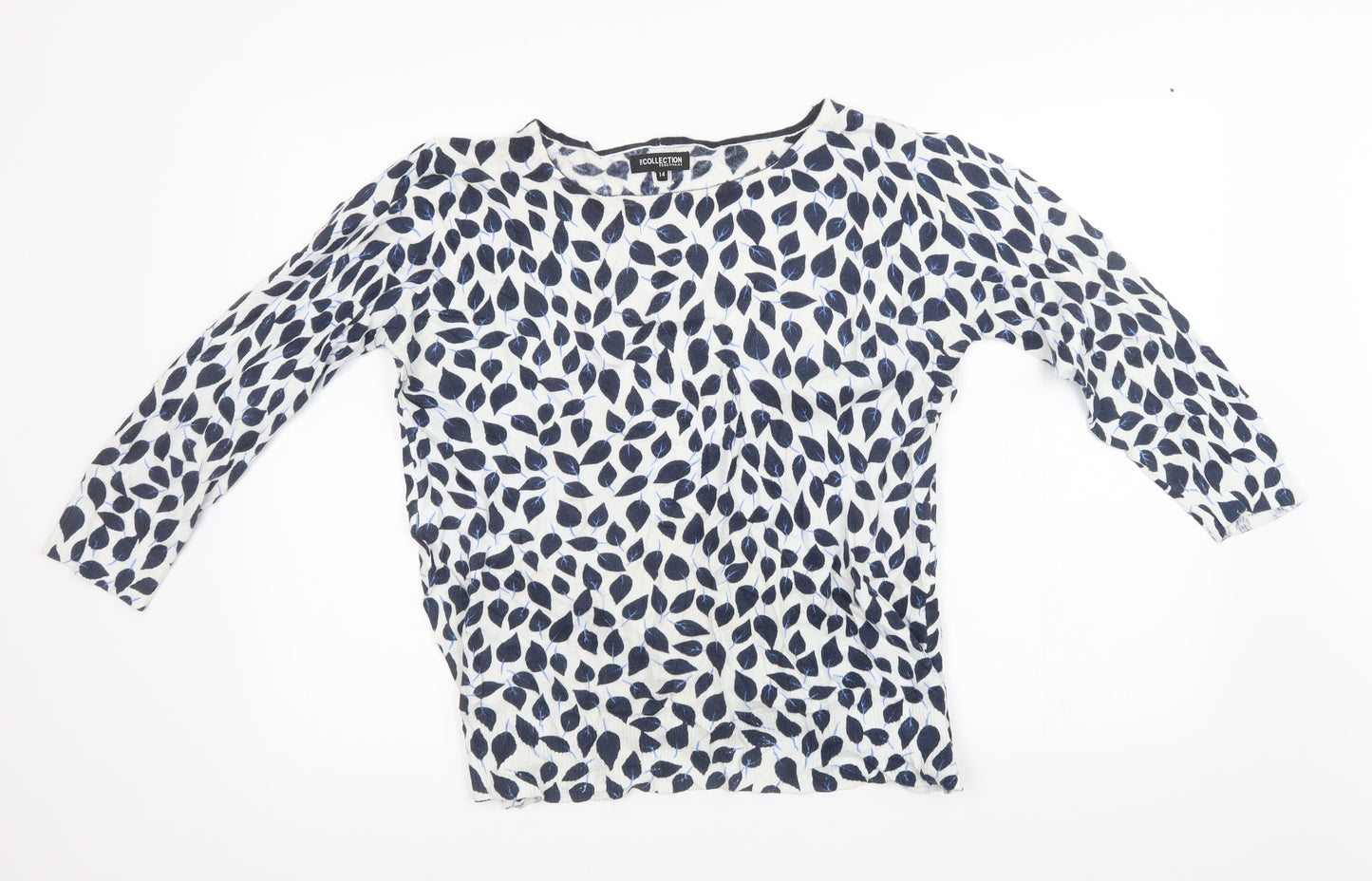 Debenhams Womens White Polka Dot Knit Pullover Sweatshirt Size 14