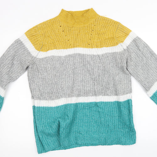 Matalan Womens Grey Striped Knit Pullover Sweatshirt Size L