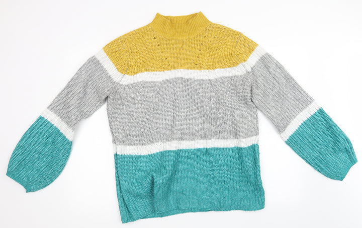 Matalan Womens Grey Striped Knit Pullover Sweatshirt Size L