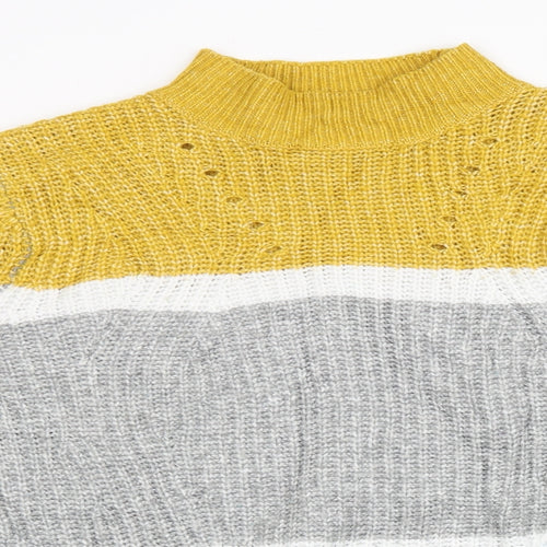 Matalan Womens Grey Striped Knit Pullover Sweatshirt Size L