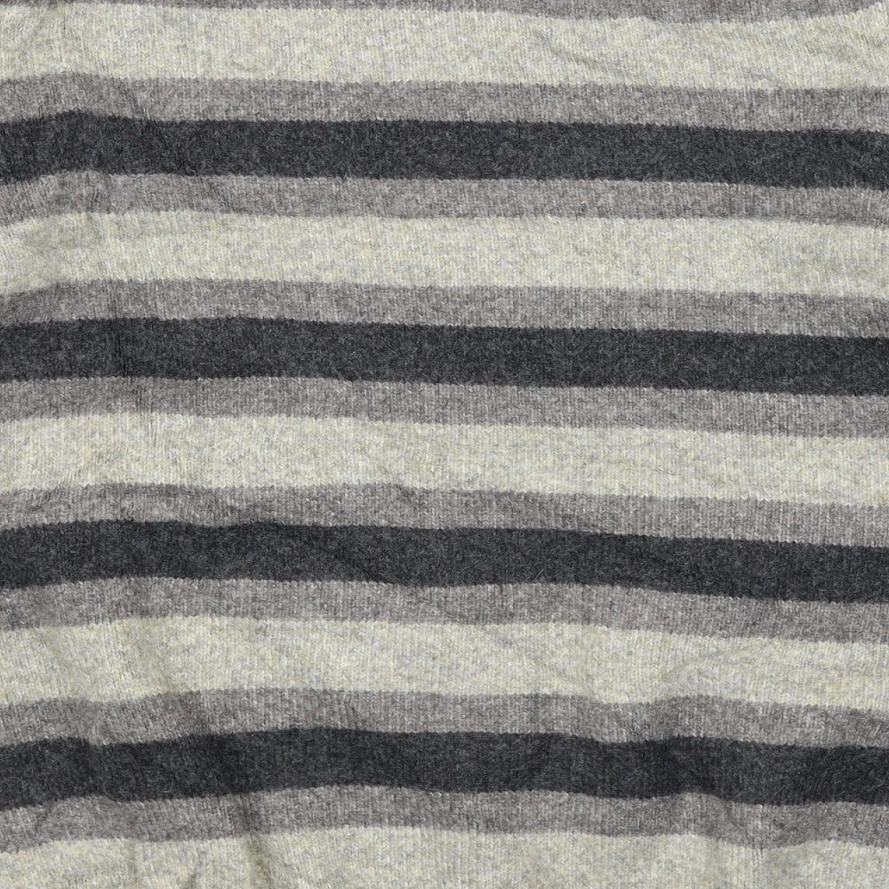M&S Mens Grey Striped  Pullover Jumper Size XL