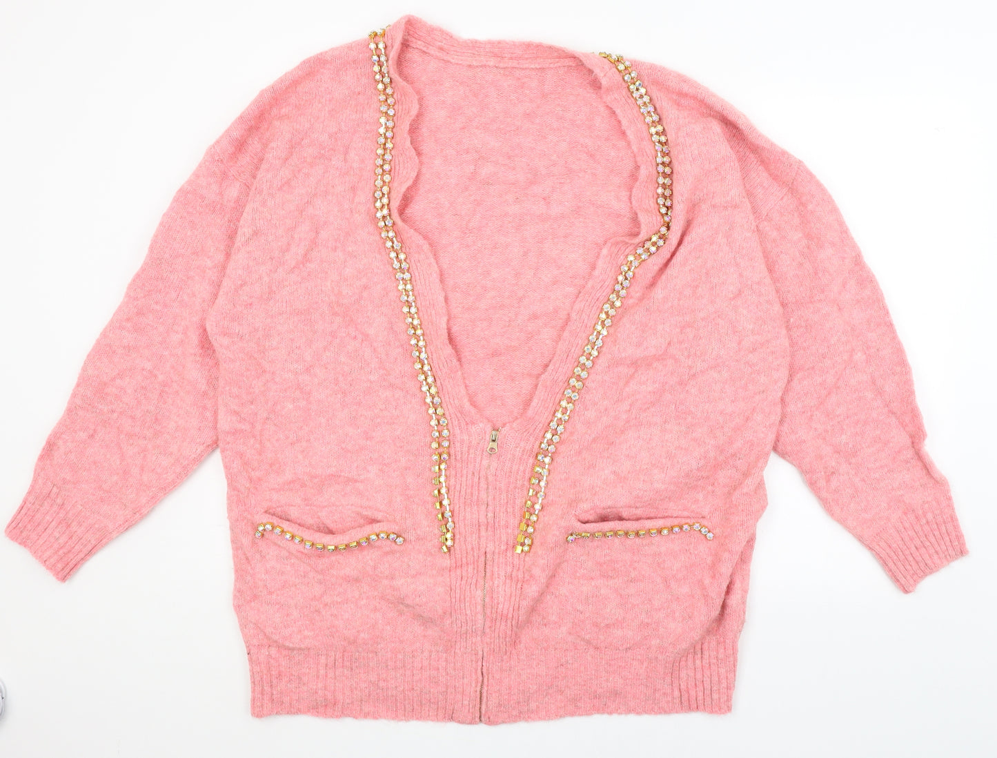 Ya Fa Knitting Womens Pink   Cardigan Jumper Size 10