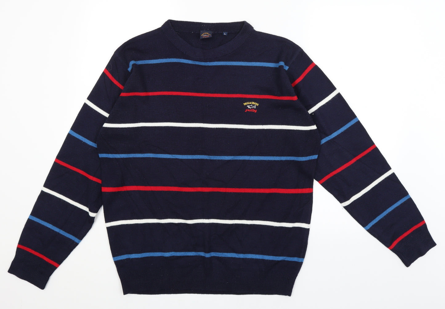 Paul & Shark Mens Blue Striped  Pullover Jumper Size L