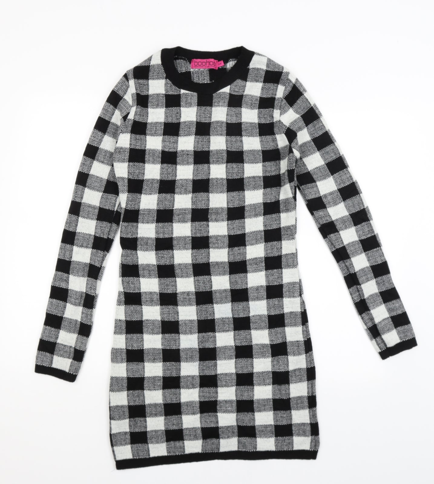 Boohoo Womens Black Check  Jumper Dress  Size S
