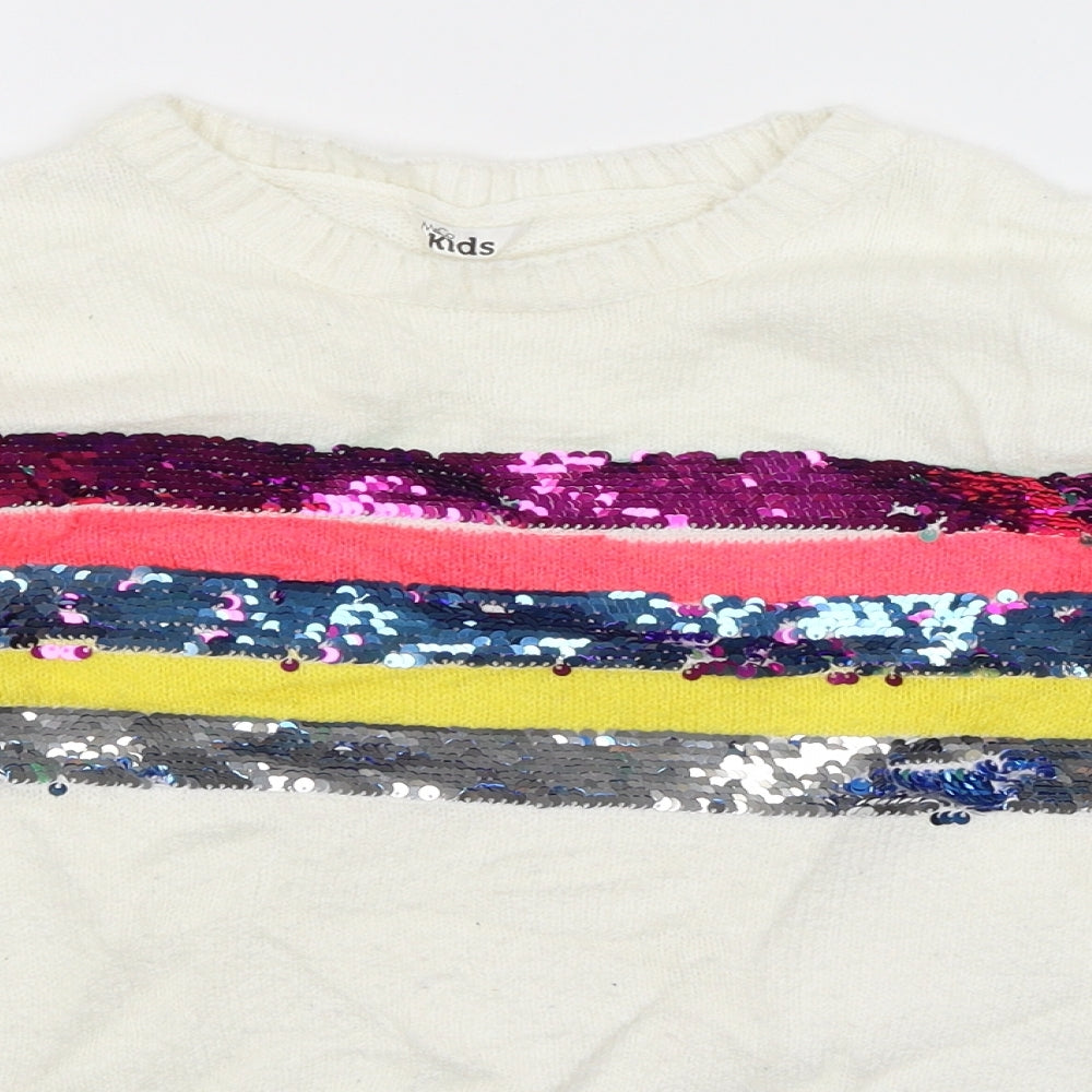 M&Co Girls Ivory Striped  Pullover Jumper Size 11-12 Years