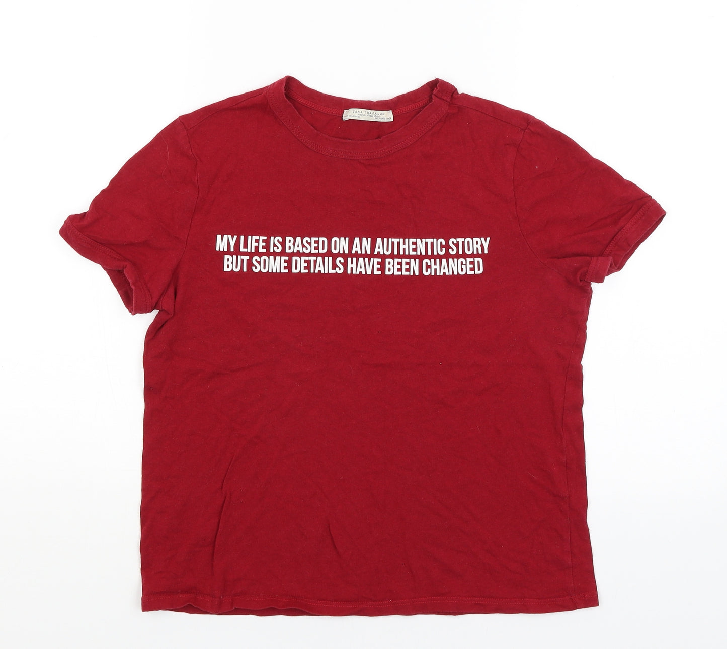 Zara Womens Red   Basic T-Shirt Size M  - My Life Story