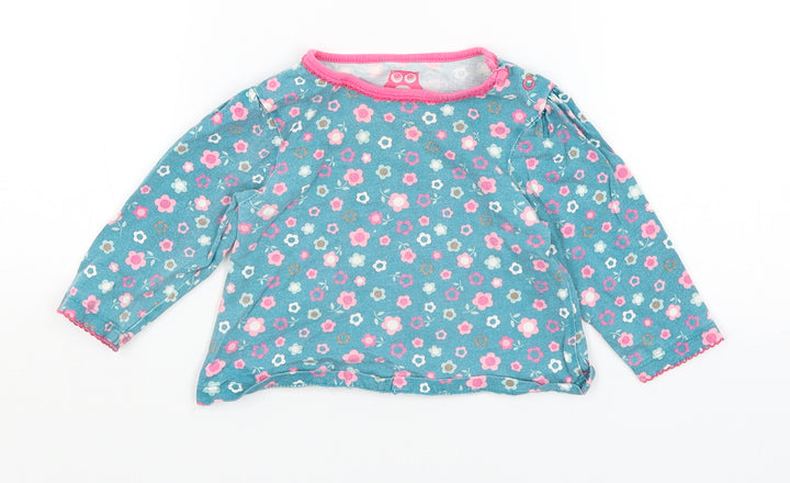 TU Baby Blue Floral Basic T-Shirt Size 9-12 Months