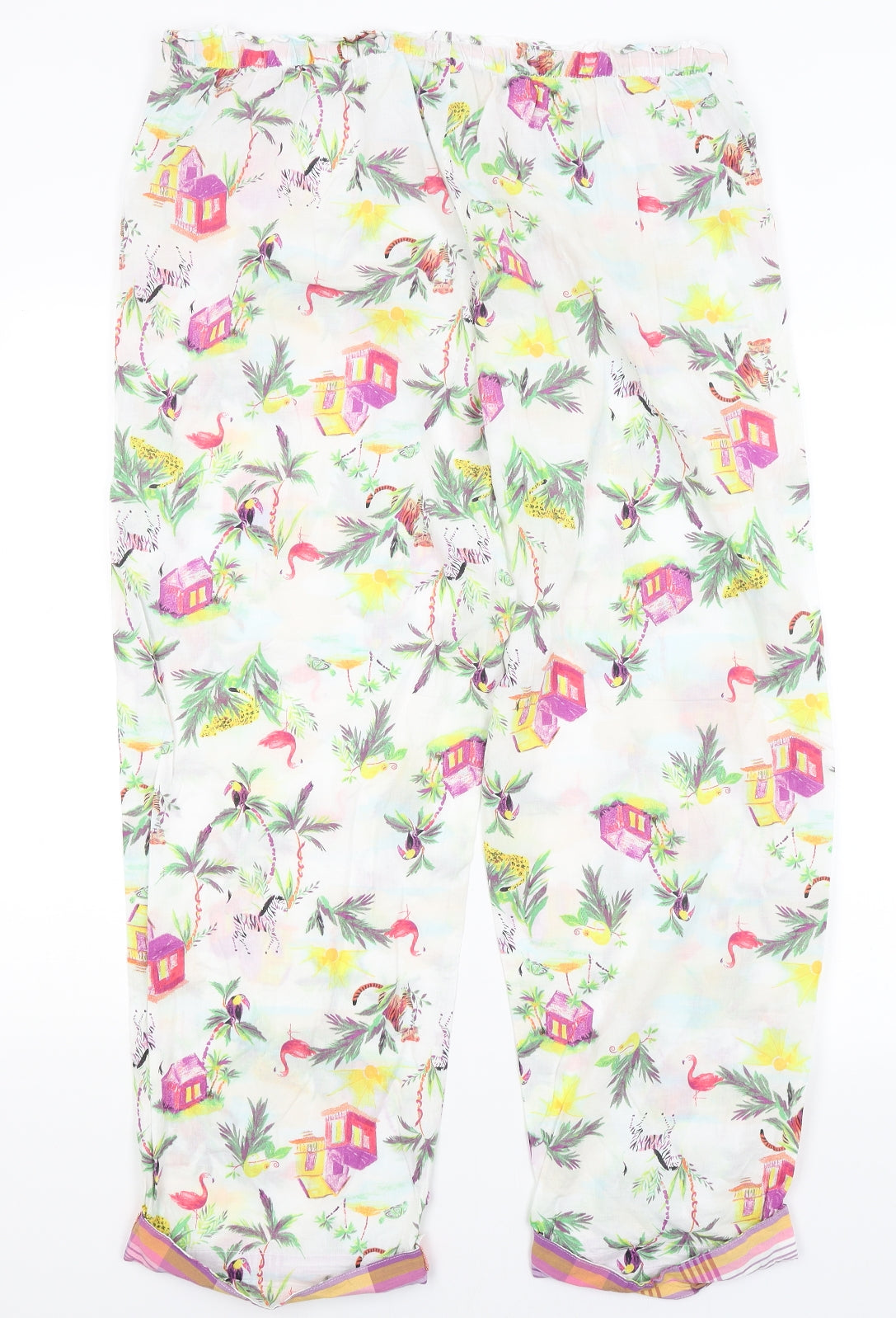 M&S Womens White Solid  Capri Pyjama Pants Size 18