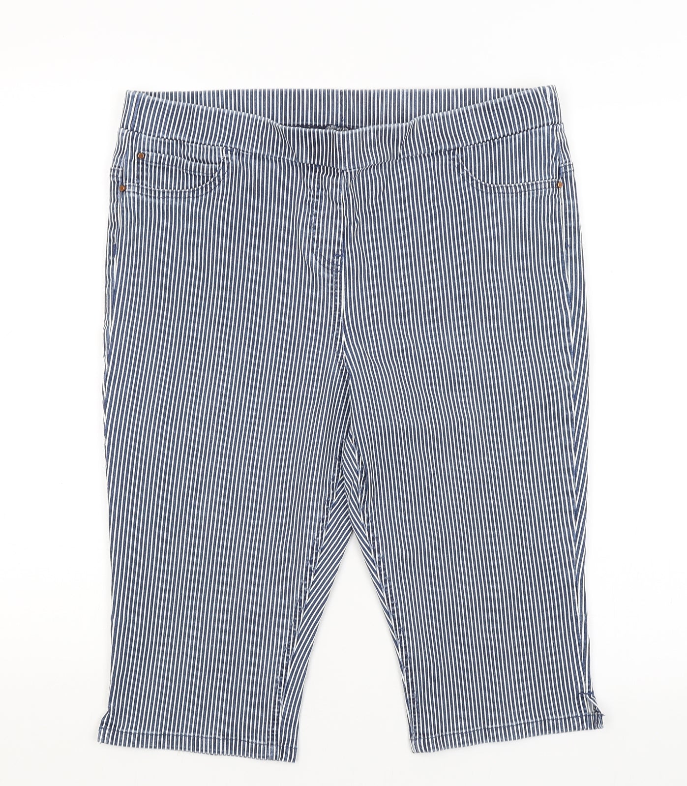 George Womens Blue Striped  Culotte Shorts Size 14