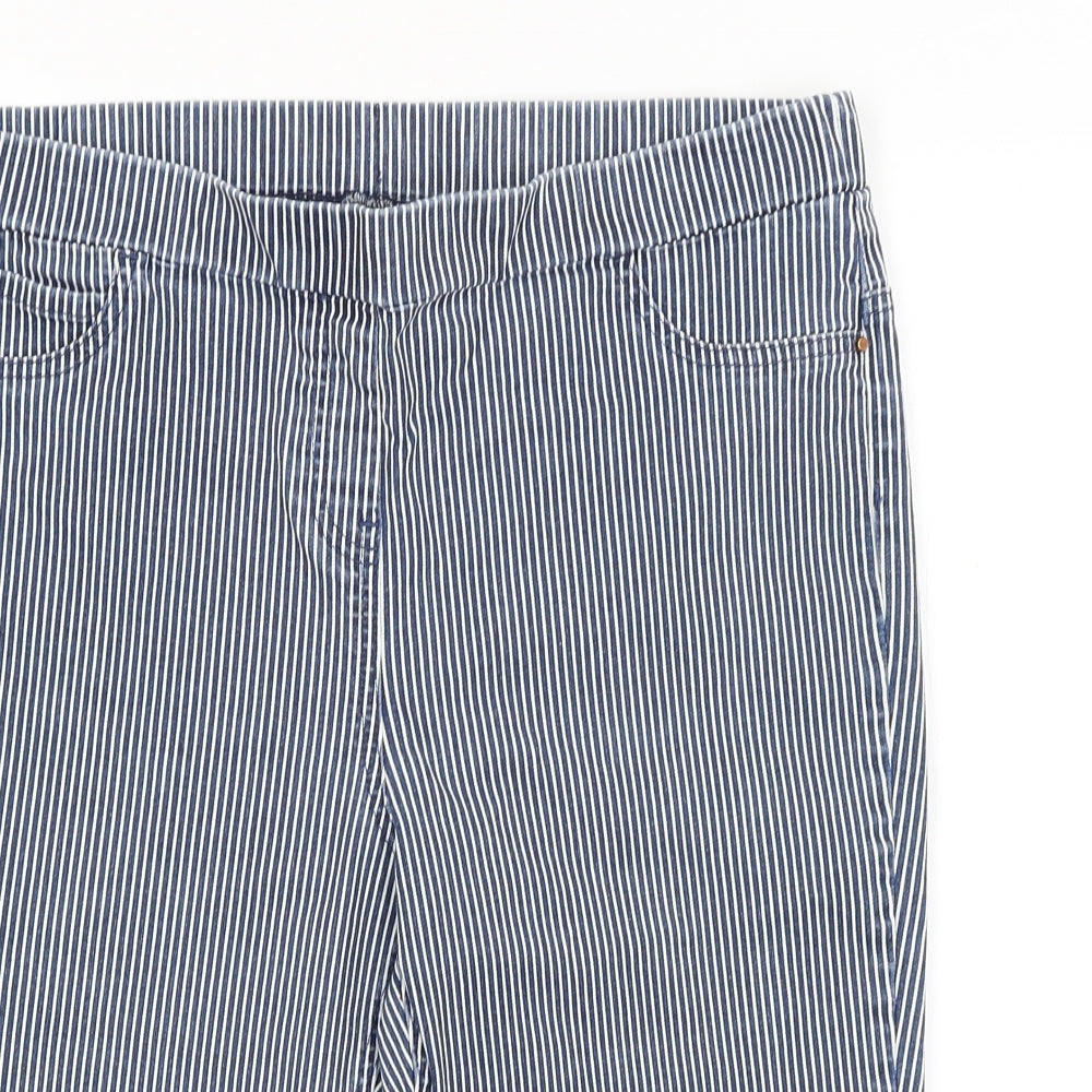 George Womens Blue Striped  Culotte Shorts Size 14
