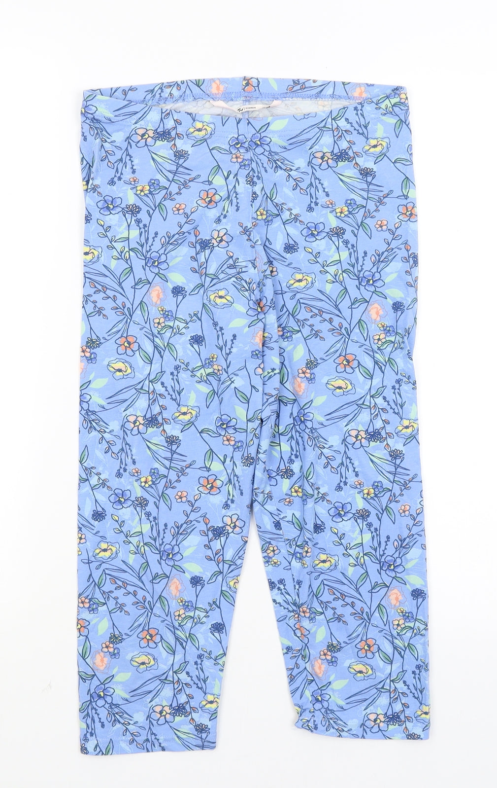 TU Womens Blue Floral  Cropped Leggings Size 12