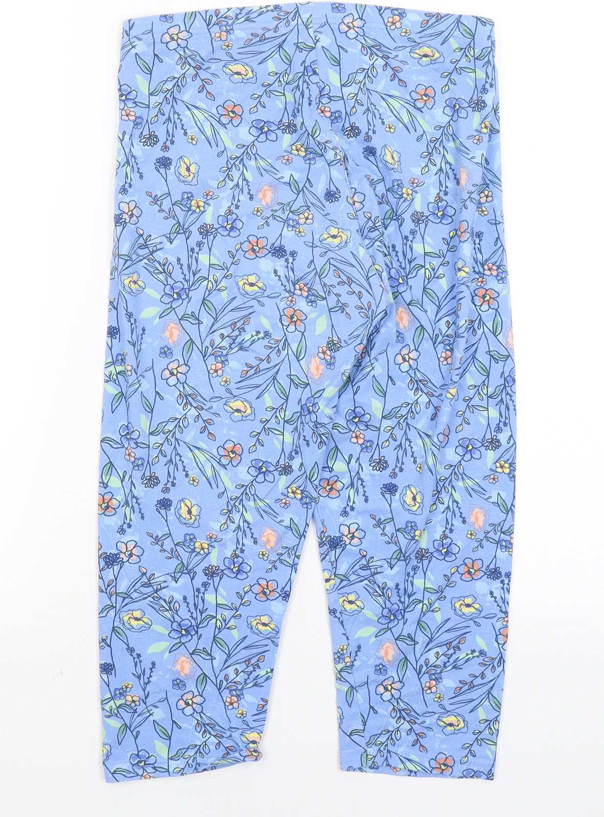 TU Womens Blue Floral  Cropped Leggings Size 12
