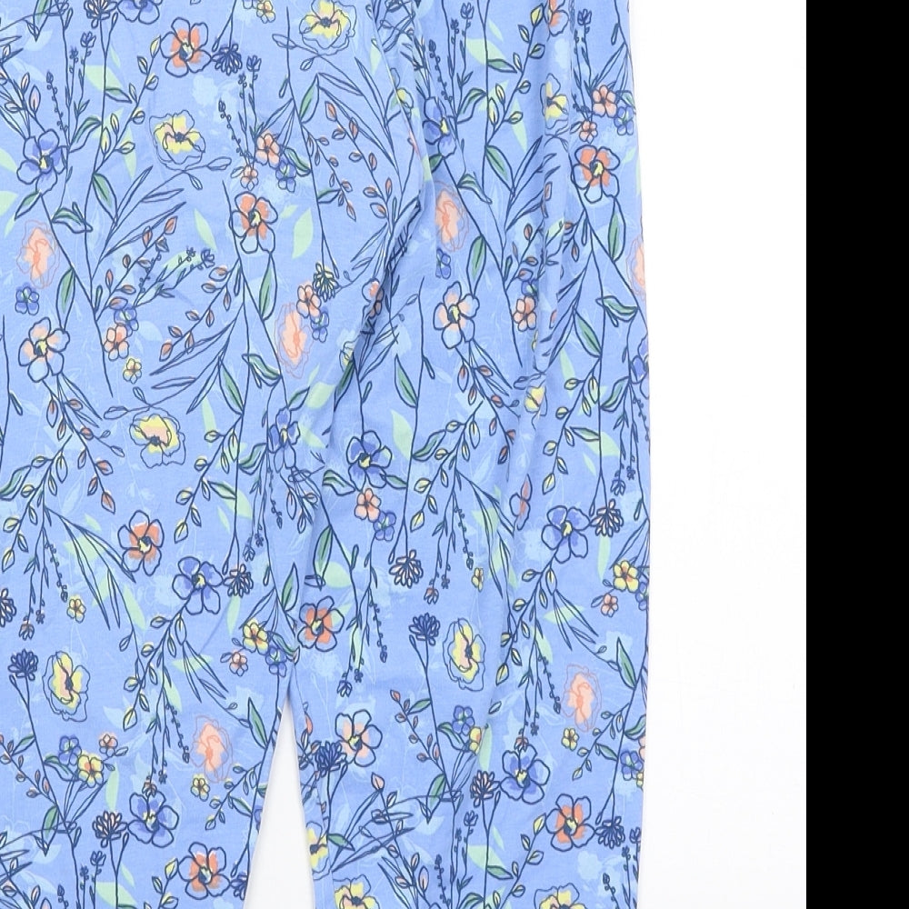 TU Womens Blue Floral  Cropped Leggings Size 12