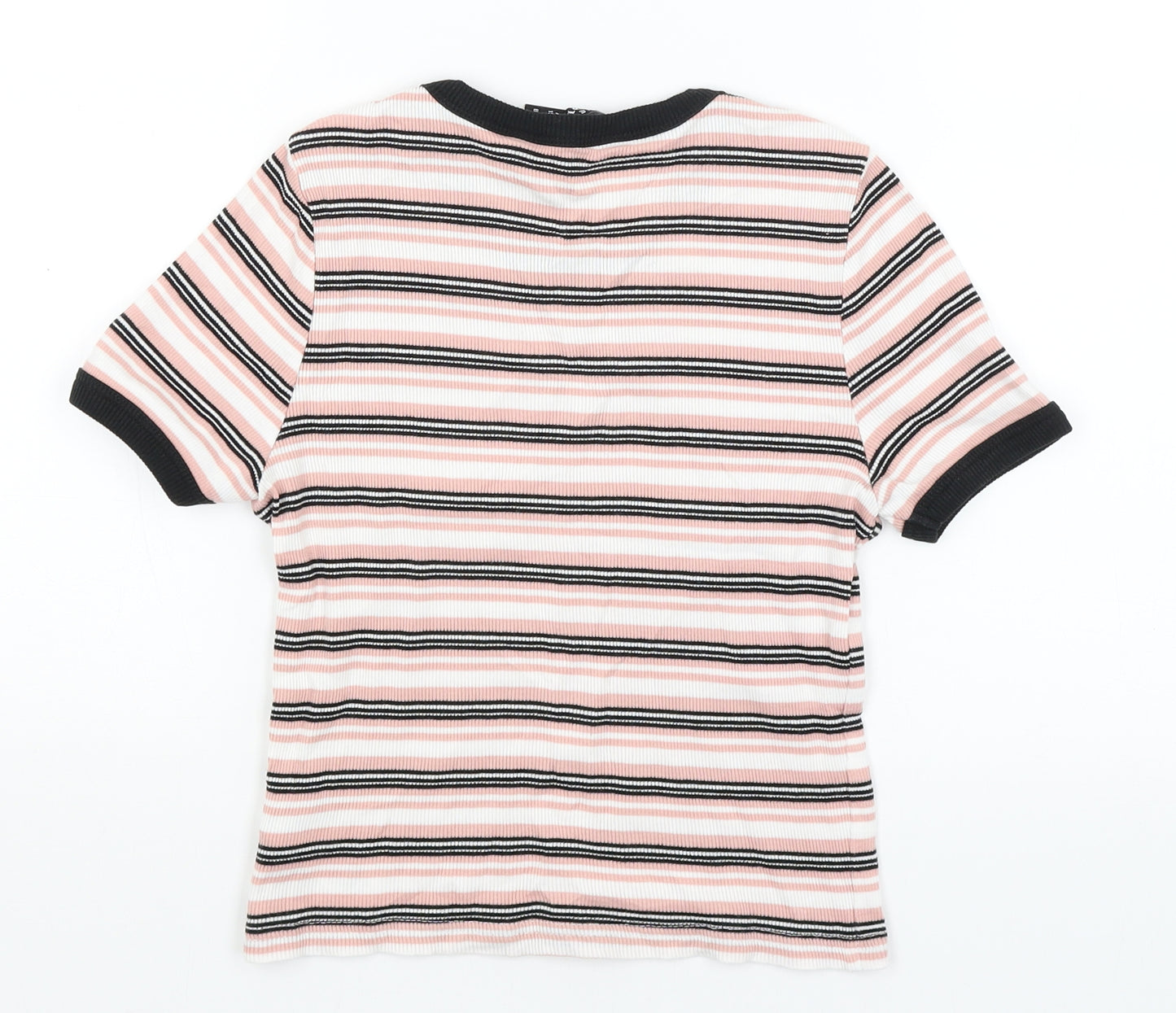 New Look Girls Pink Striped  Basic T-Shirt Size 12-13 Years