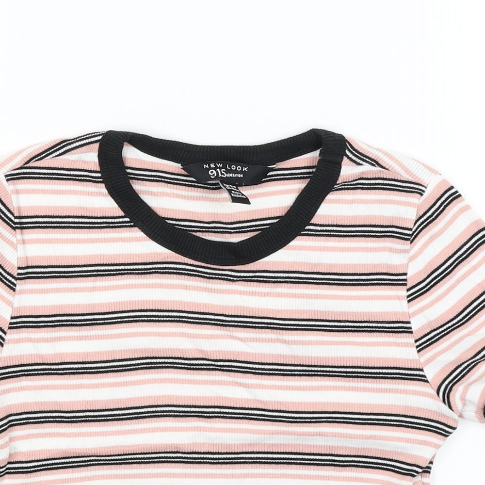 New Look Girls Pink Striped  Basic T-Shirt Size 12-13 Years