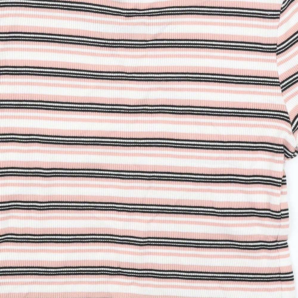 New Look Girls Pink Striped  Basic T-Shirt Size 12-13 Years