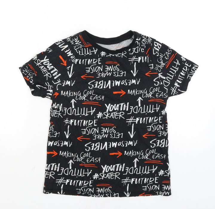 George Boys Black   Basic T-Shirt Size 9-10 Years  - Writing