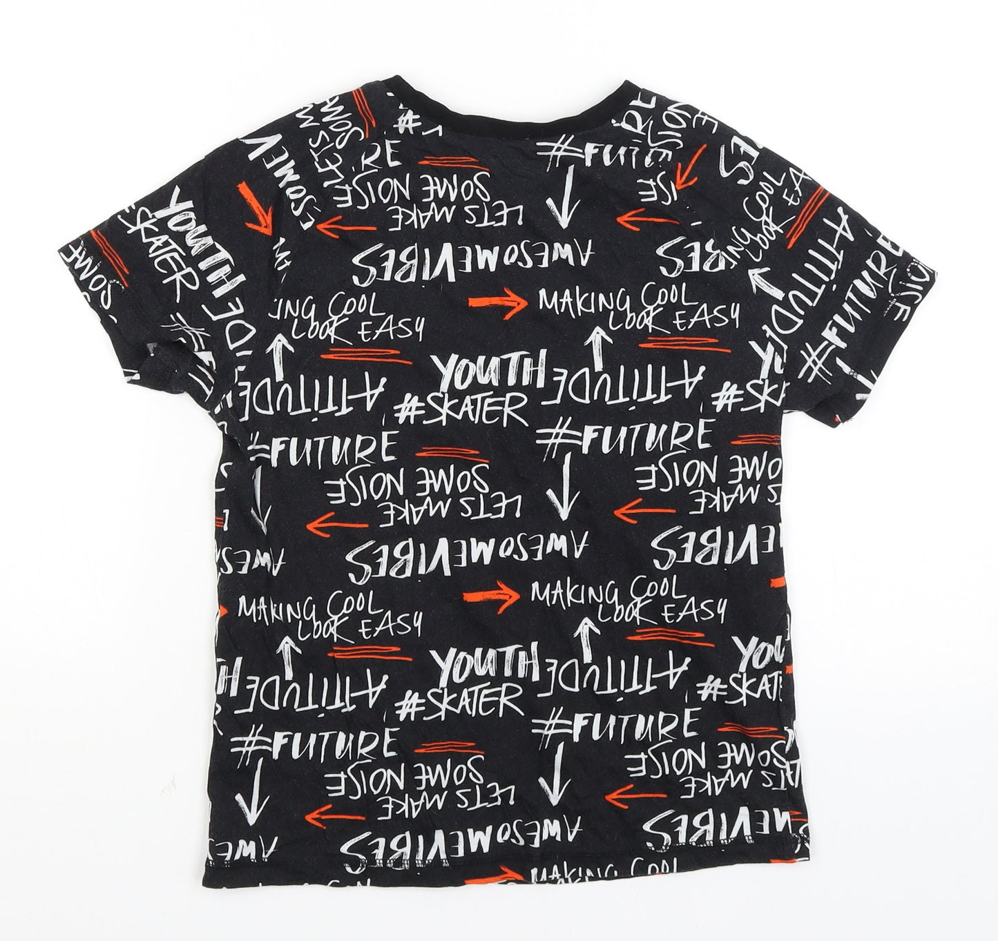George Boys Black   Basic T-Shirt Size 9-10 Years  - Writing