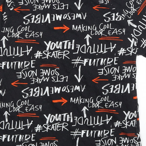 George Boys Black   Basic T-Shirt Size 9-10 Years  - Writing
