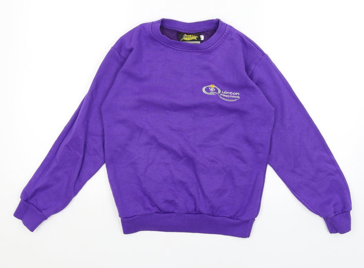 Brigade Girls Purple Pullover Jumper Size 8-9 Years - Quinton Primary