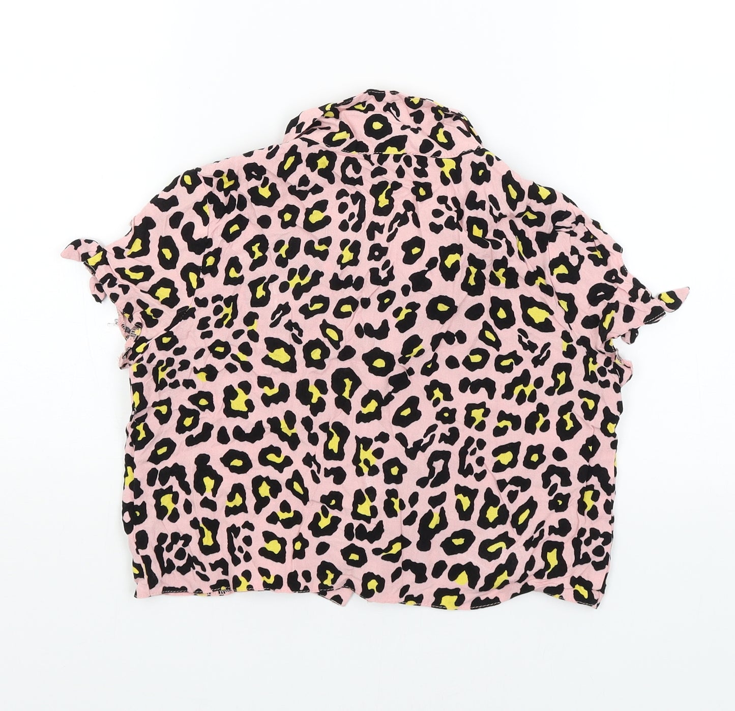 Primark Girls Pink Animal Print  Cropped Button-Up Size 10-11 Years