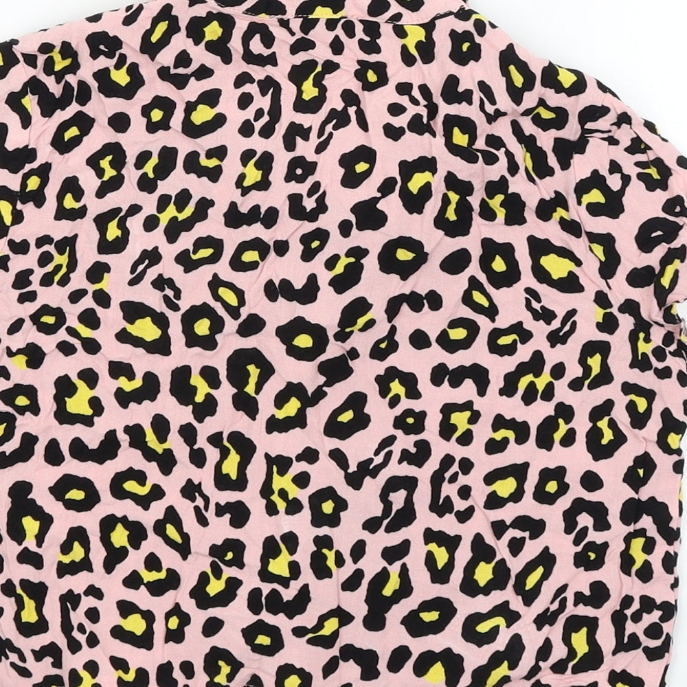 Primark Girls Pink Animal Print  Cropped Button-Up Size 10-11 Years