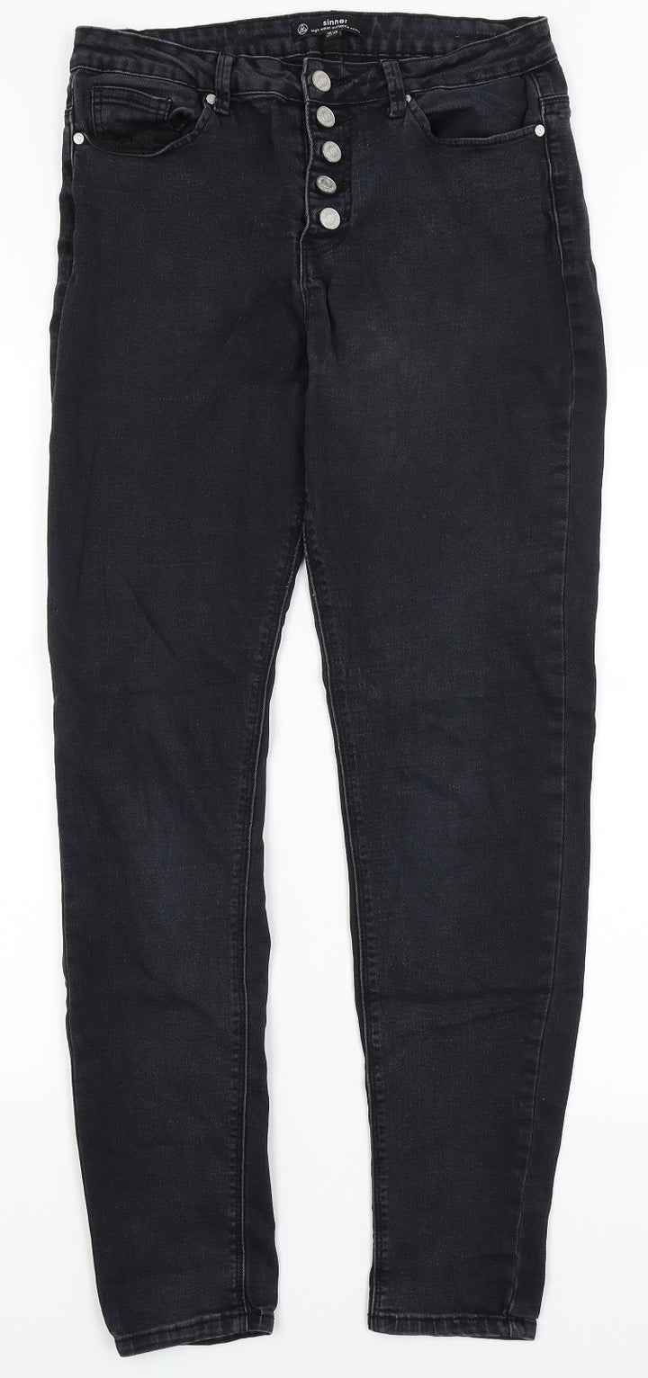 Missguided Womens Black   Skinny Jeans Size 12 L28 in