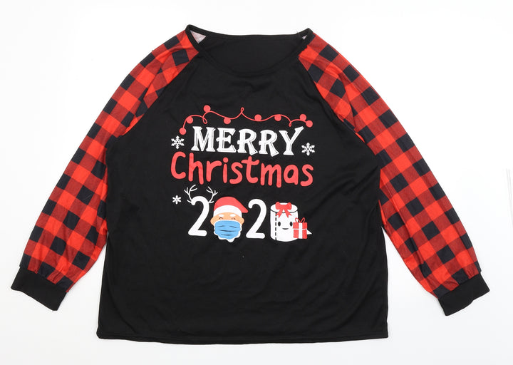 Preworn Mens Black Solid Pyjama Top Size L - Christmas 2020