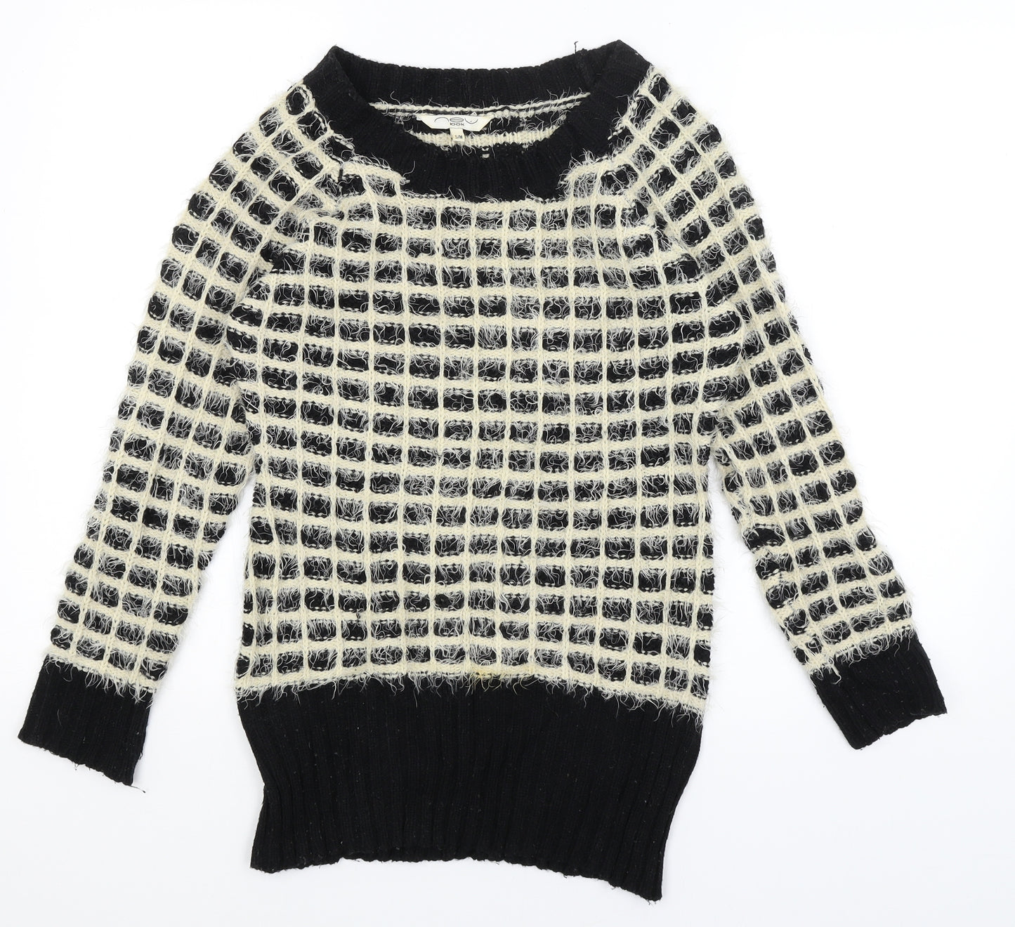New Look Womens Black Check  Pullover Jumper Size S