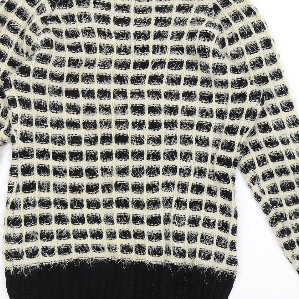 New Look Womens Black Check  Pullover Jumper Size S