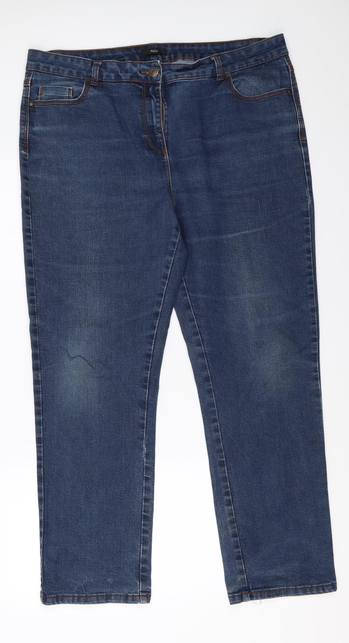 M&Co Womens Blue  Denim Straight Jeans Size 18 L28 in