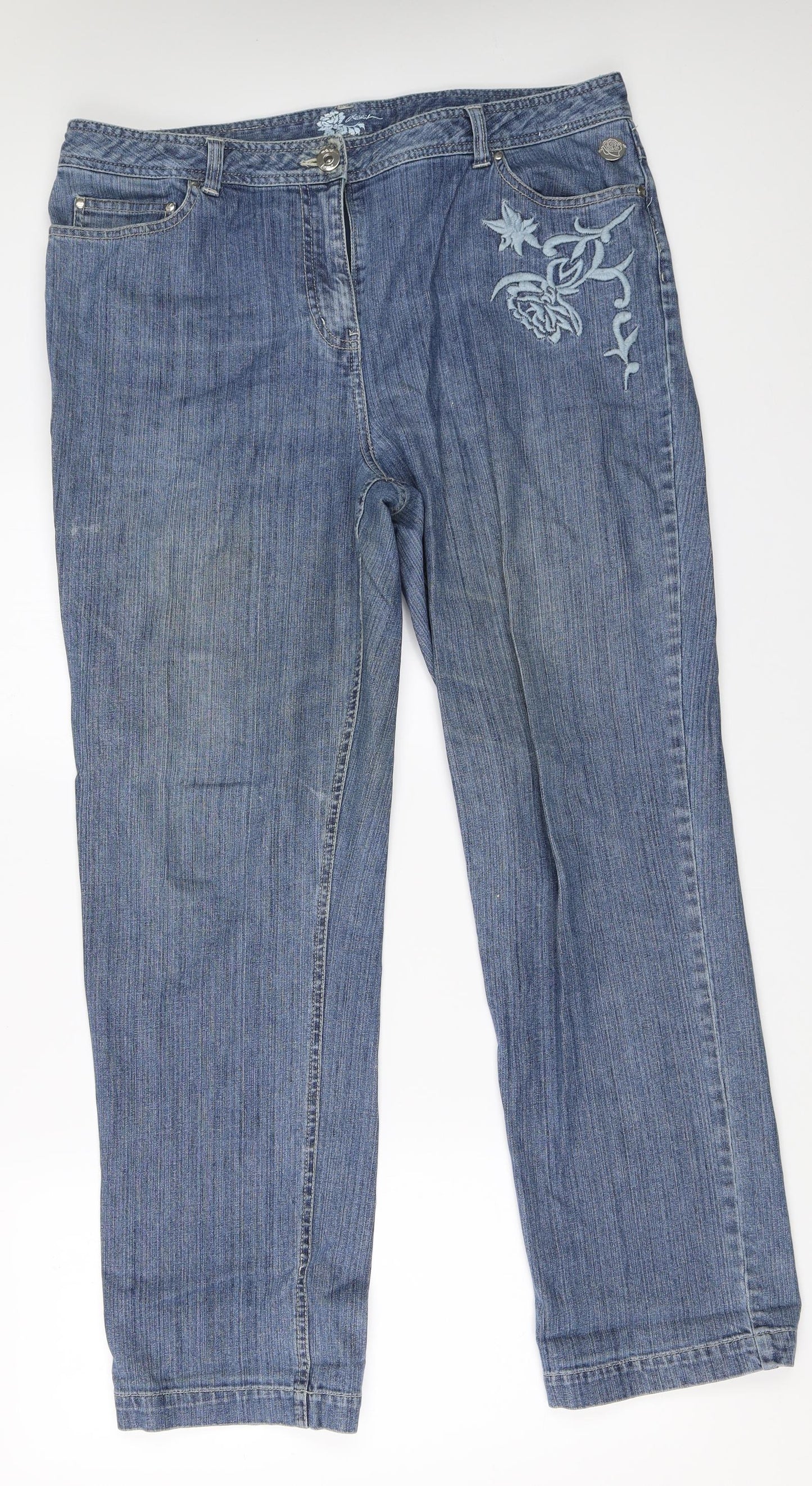 DASH Womens Blue  Denim Straight Jeans Size 18 L29.5 in
