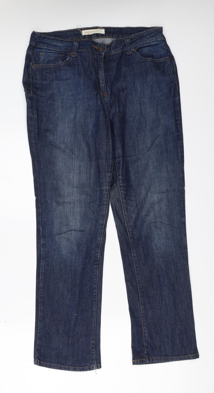 Papaya Womens Blue  Denim Straight Jeans Size 14 L28 in