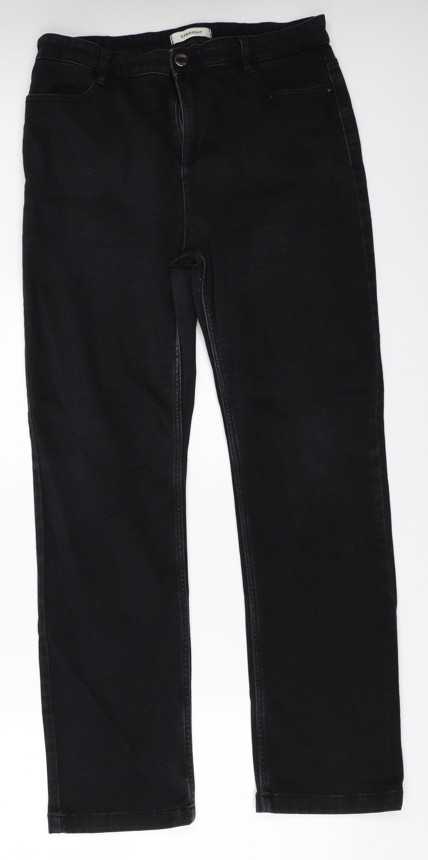 Marks and Spencer Womens Black  Denim Straight Jeans Size 14 L30 in