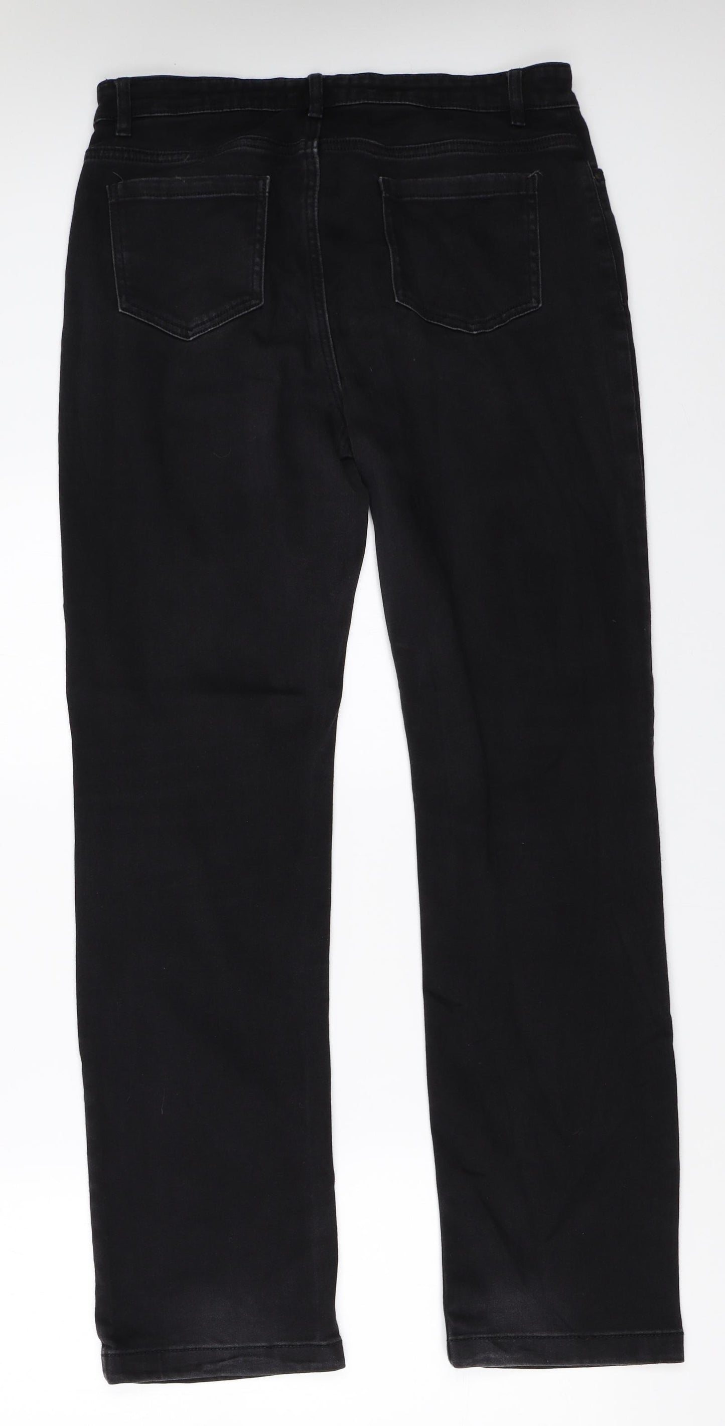 Marks and Spencer Womens Black  Denim Straight Jeans Size 14 L30 in