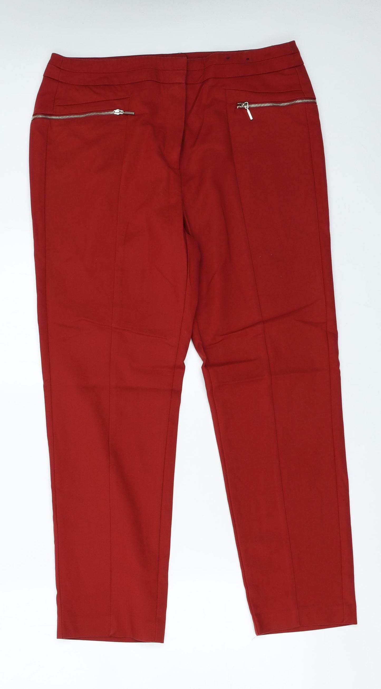 F&F Womens Red   Capri Trousers Size 14 L26.5 in