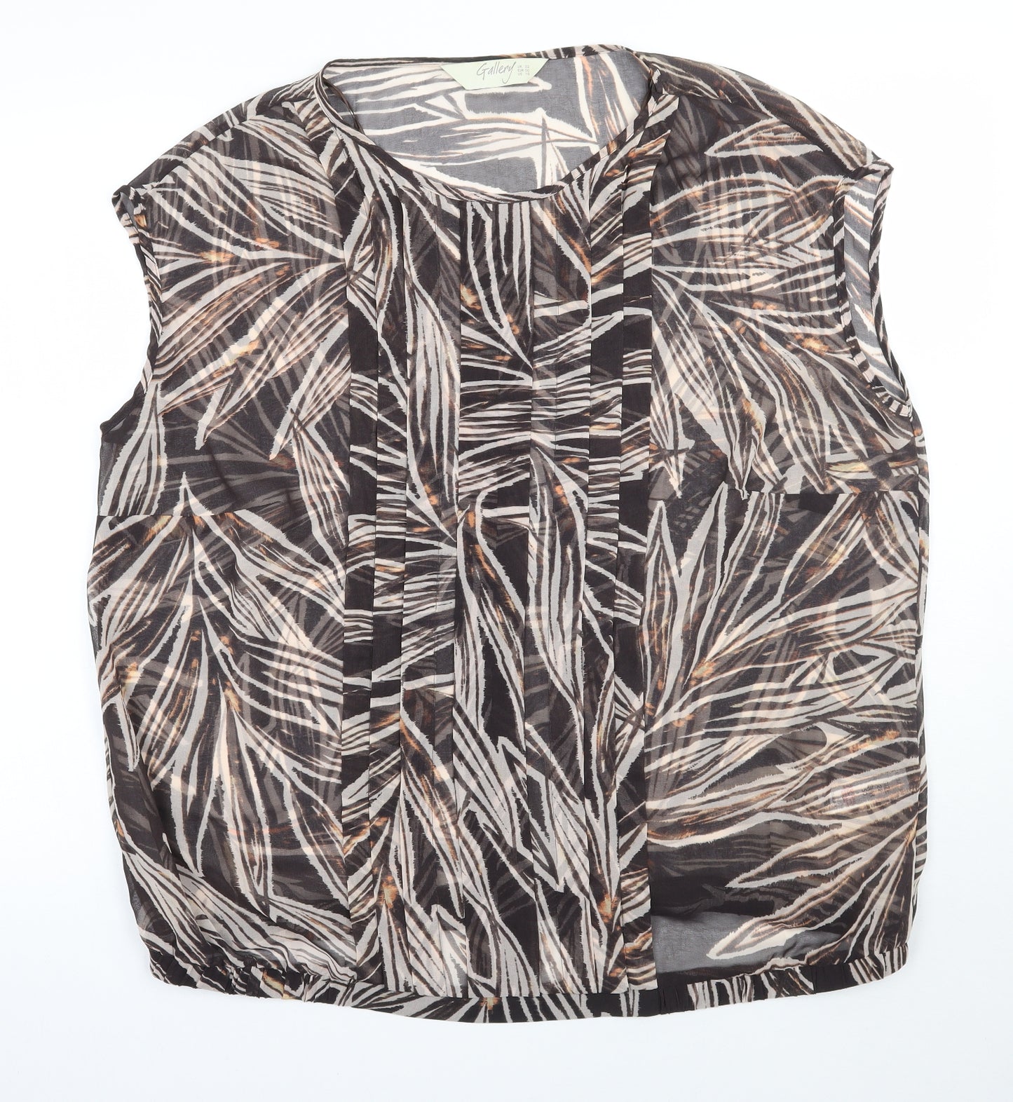 Gallery Womens Brown Animal Print  Basic Blouse Size 22