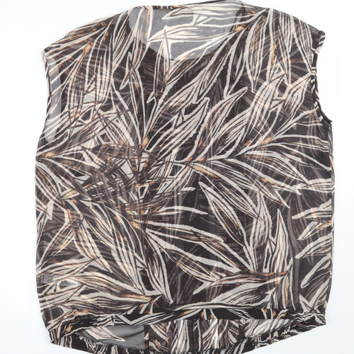 Gallery Womens Brown Animal Print  Basic Blouse Size 22
