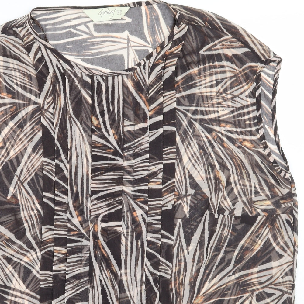 Gallery Womens Brown Animal Print  Basic Blouse Size 22