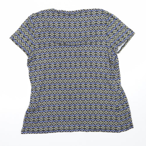 Marks and Spencer Womens Black Geometric  Basic T-Shirt Size 14