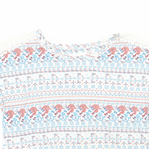 Marks and Spencer Womens White Floral  Basic T-Shirt Size 8