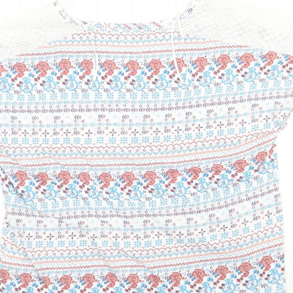 Marks and Spencer Womens White Floral  Basic T-Shirt Size 8