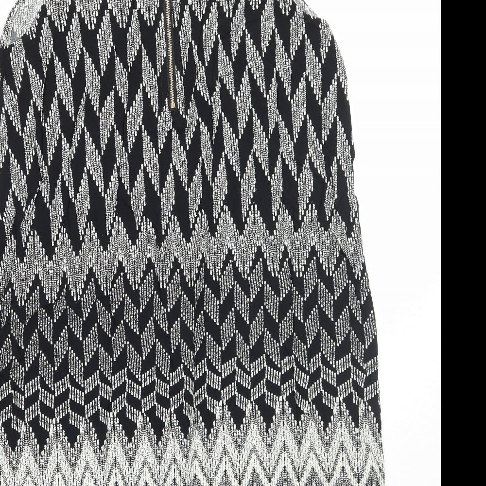 Izabel Womens Black Geometric  Basic Tank Size 14